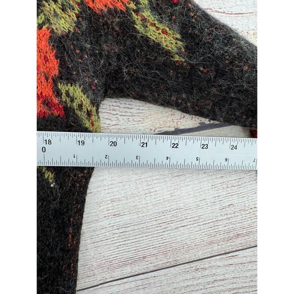 Free People Floral Knit Cardigan Sweater Womens Small Black Red Wool Blend - Picture 11 of 12